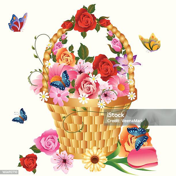 Rosen Im Korb Stock Vektor Art und mehr Bilder von Blume - Blume, ClipArt, Designelement