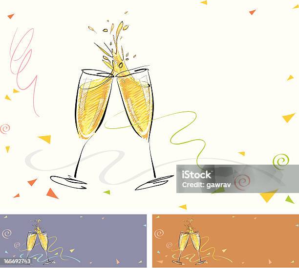 Ilustración de Brindis De Celebración Con Champagne y más Vectores Libres de Derechos de Brindar - Brindar, Copa de champán, Champán