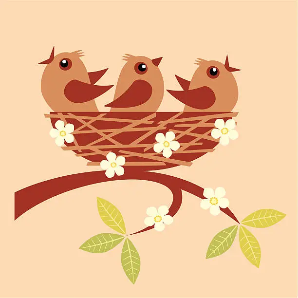 Vector illustration of Little birds