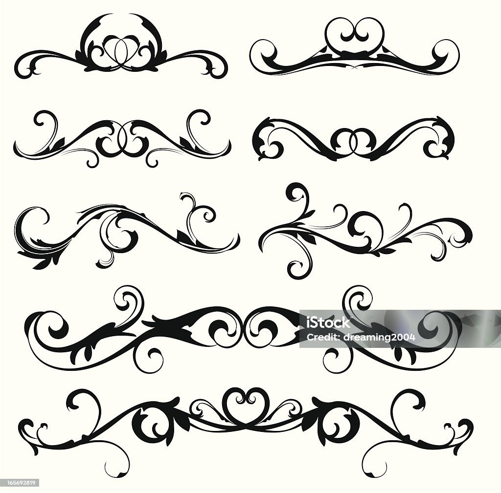 Scroll Script Designs Scroll Designs Stock Illustration - Download Image Now - Abstract ...