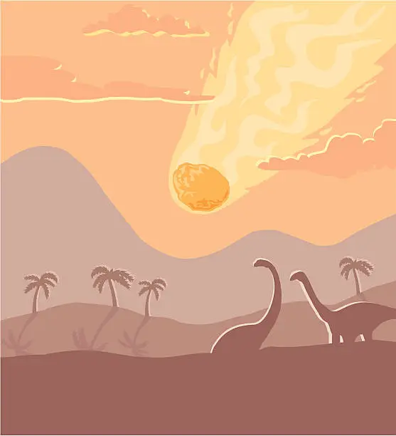 Vector illustration of Prehistoric Asteroid Strike