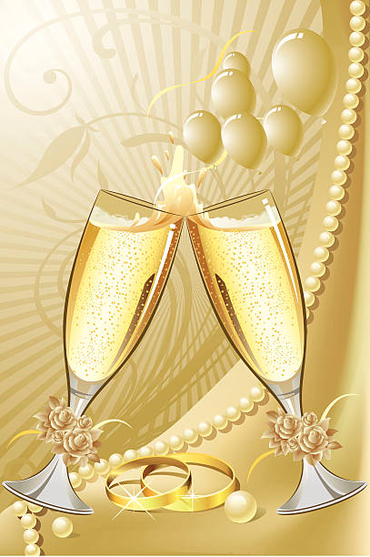ウェディングのシャンペンの背景 - ring gold vertical wedding点のイラスト素材／クリップアート素材／マンガ素材／アイコン素材