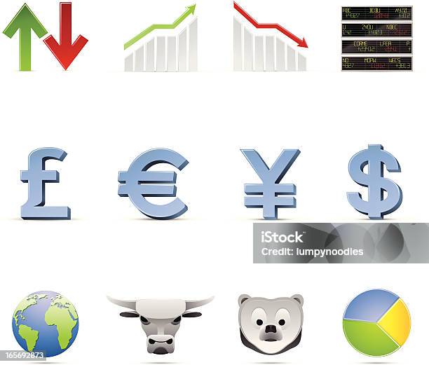 Economia Global Ícones - Arte vetorial de stock e mais imagens de Ecrã de Cotações - Ecrã de Cotações, Apresentação Digital, Clip Art