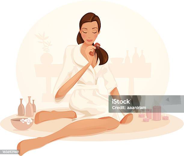 Femme De Se Détendre Dans Un Spa Vecteurs libres de droits et plus d'images vectorielles de Femmes - Femmes, Cheveux, Illustration