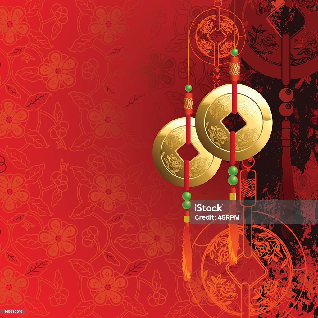 Graphic of Chinese New Year decorations on red background Contemporary chinese new year abstract graphic. Can be apply on web page, print & all kind of design work, fully editable. ZIP contain hires jpg, AI 10 & AI CS2. Backgrounds stock vector