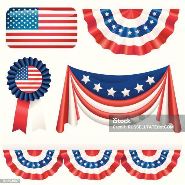 Usa Et Drapeaux Bunting Fanions Vecteurs libres de droits et plus d'images vectorielles de Guirlande de fanions - Guirlande de fanions, Drapeau américain, Patriotisme