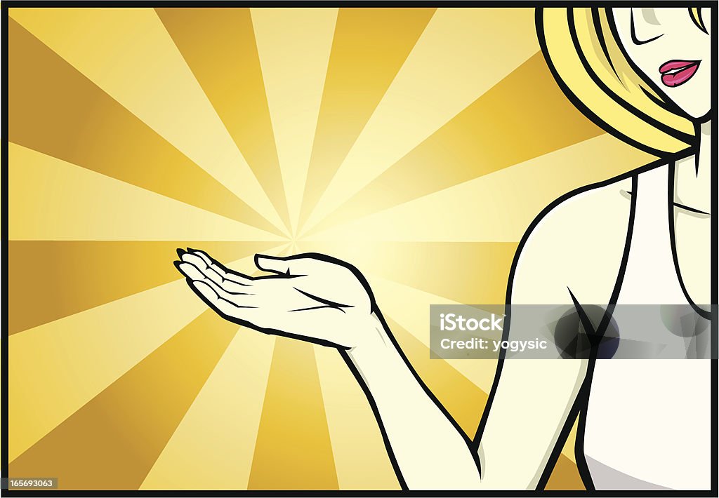 Młoda Dama z otwartej dłoni - Grafika wektorowa royalty-free (Blond włosy)