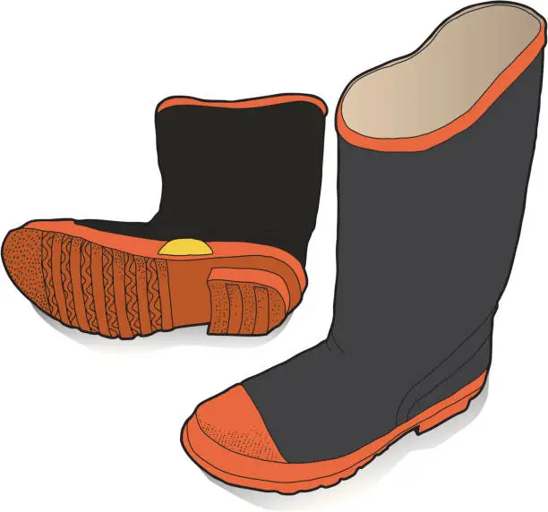 Vector illustration of Rubber Work Boots