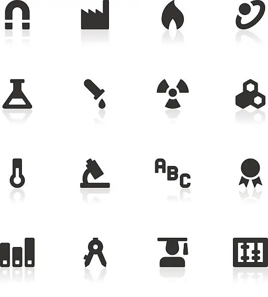 Vector illustration of Black and white science and education icons