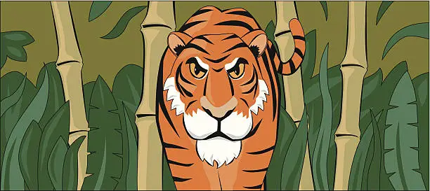 Vector illustration of tiger cartoon banner