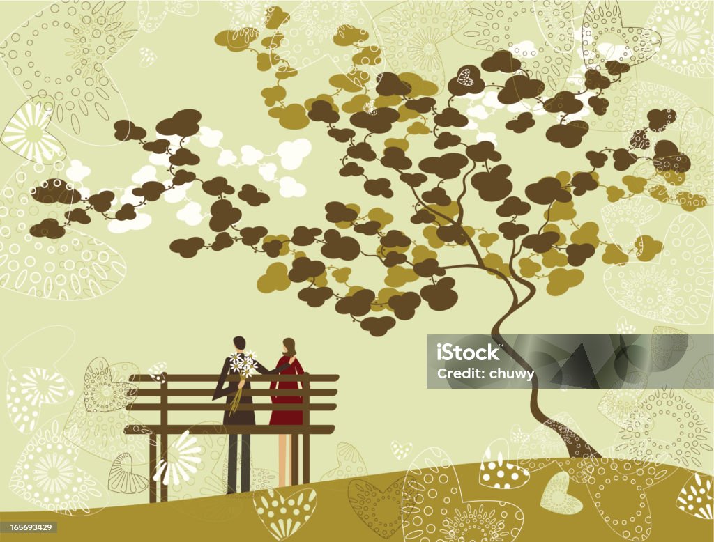 Paar im park - Lizenzfrei Baum Vektorgrafik
