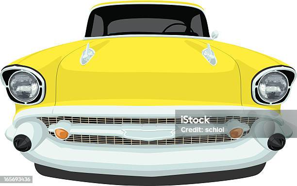 Ilustración de Chevrolet Bel Air 1957vista De Frente y más Vectores Libres de Derechos de 1957 - 1957, 1950-1959, Coche