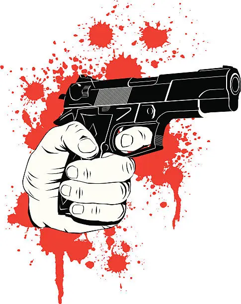 Vector illustration of Hand with a gun