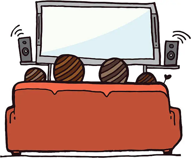 Vector illustration of Family watching television