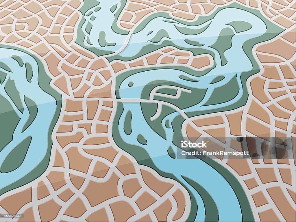 Mapa de la ciudad, al río - arte vectorial de Ciudad libre de derechos