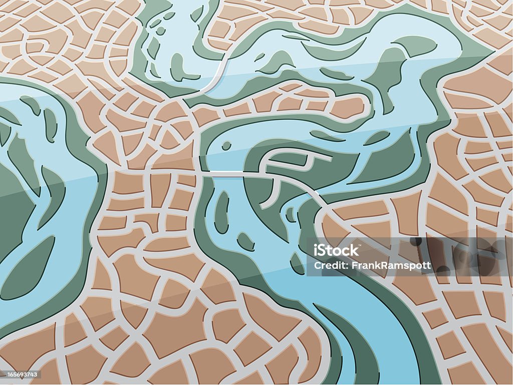 Plan de la ville sur la rivière - clipart vectoriel de Carte libre de droits