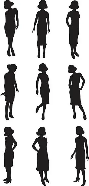 Vector illustration of Females standing