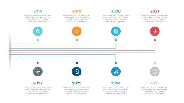 Vector illustration of Yearly Timeline Business Infographic Template Design