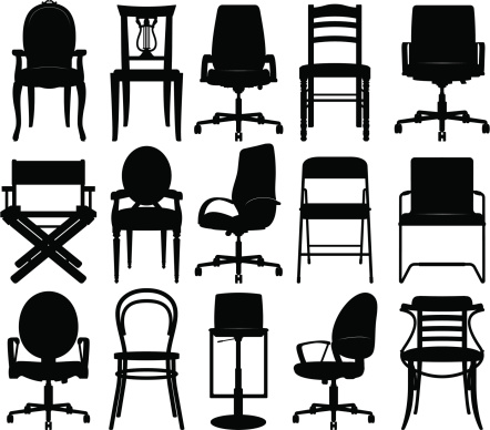 Set of design elements - Various chairs silhouettes.