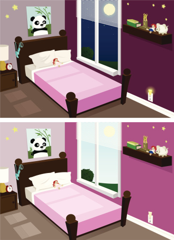A cute girls room, night or day! Rooms grouped on two separate layers.
