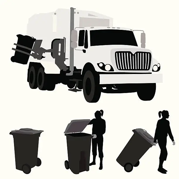 Vector illustration of Automated Garbage Vector Silhouette