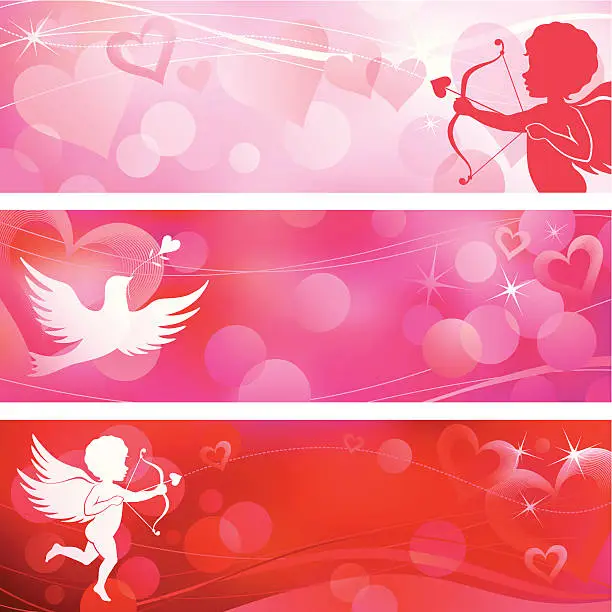 Vector illustration of A picture of pink and red valentines banners