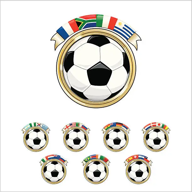 Vector illustration of Soccer world cup group emblems