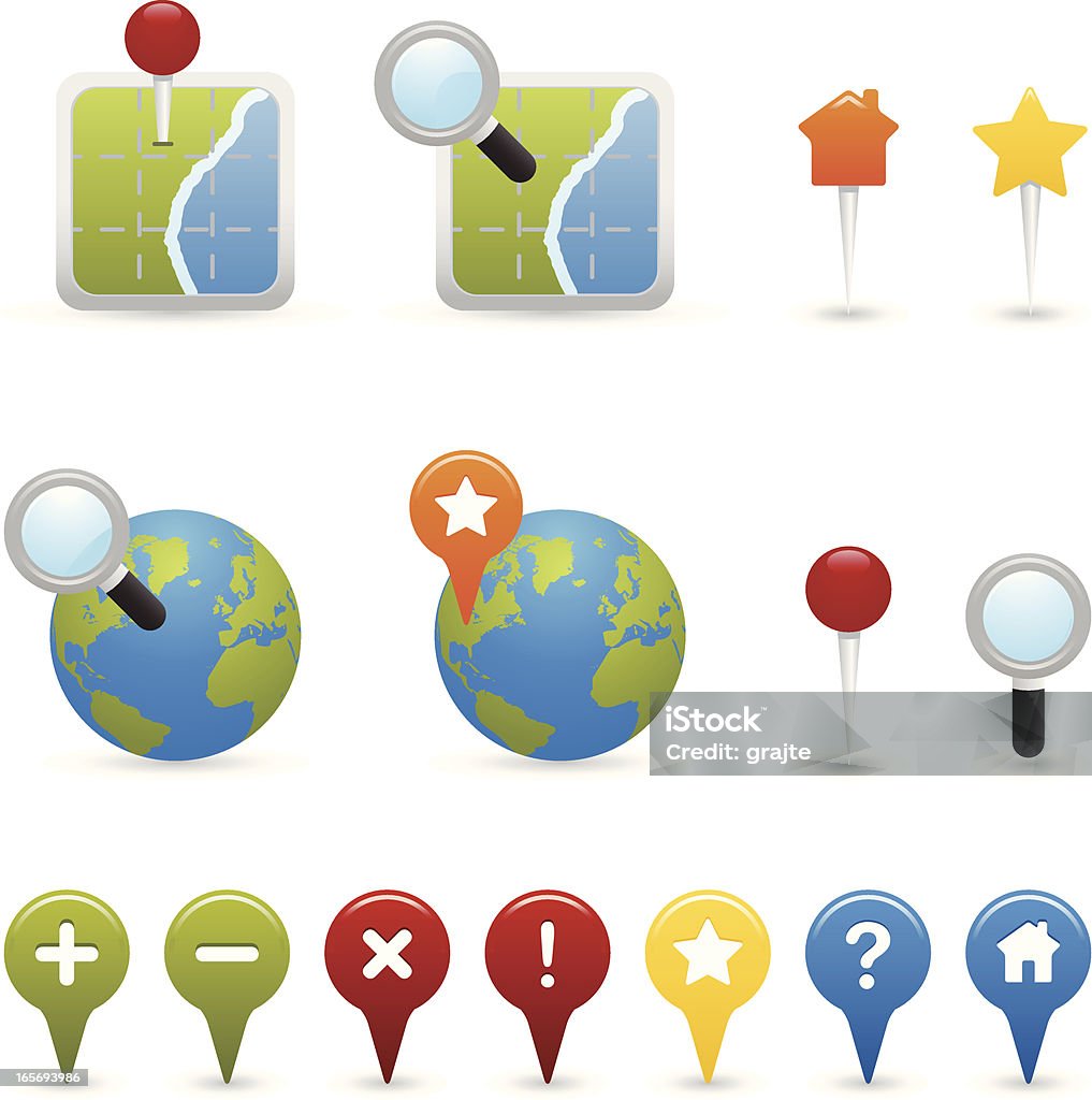 Carte, GPS et Navigation icônes - clipart vectoriel de Icône libre de droits