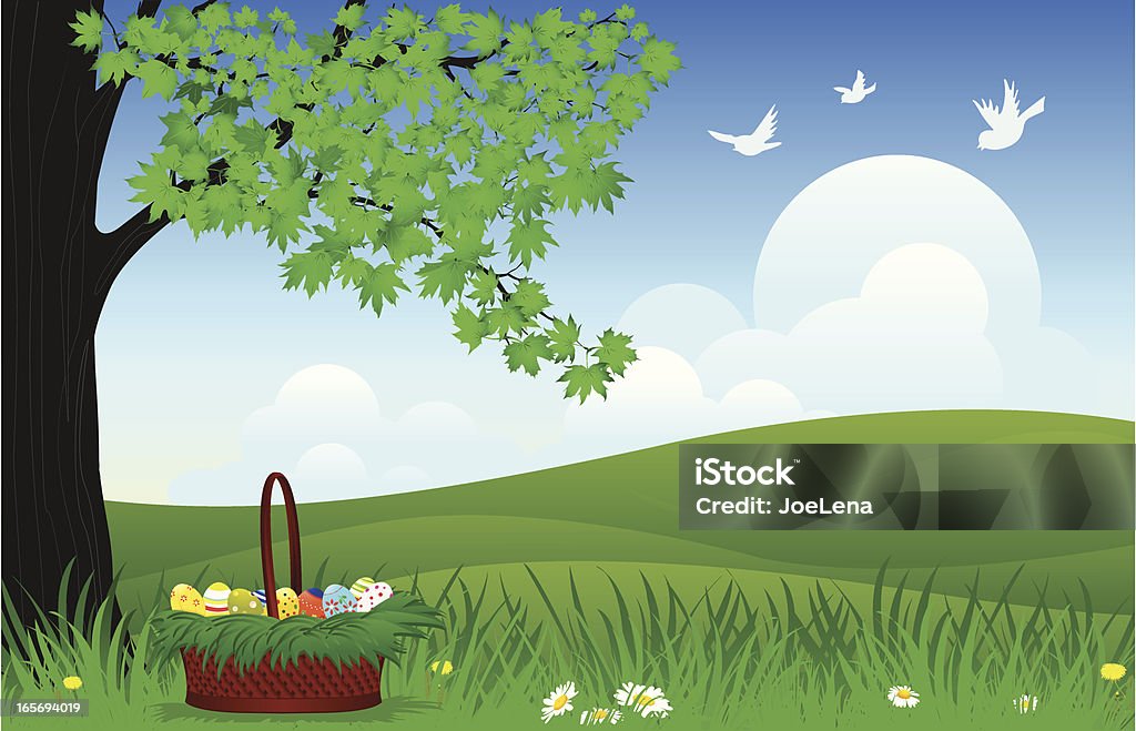 Easter Visual Spring Easter Spring Stock Illustration - Download Image Now - Basket, Bird ...