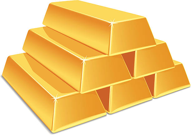 золотой бары - three dimensional yellow three dimensional shape luck stock illustrations