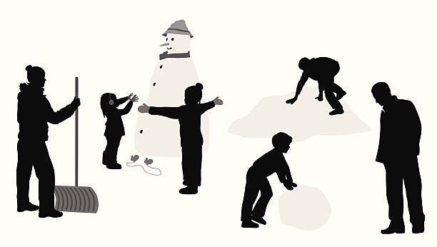 ilustrações de stock, clip art, desenhos animados e ícones de boneco de neve - winter men joy leisure activity