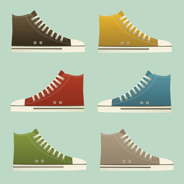 kuvapankkikuvitukset aiheesta retro koripallo kenkäsetti - korkeavartiset urheilukengät