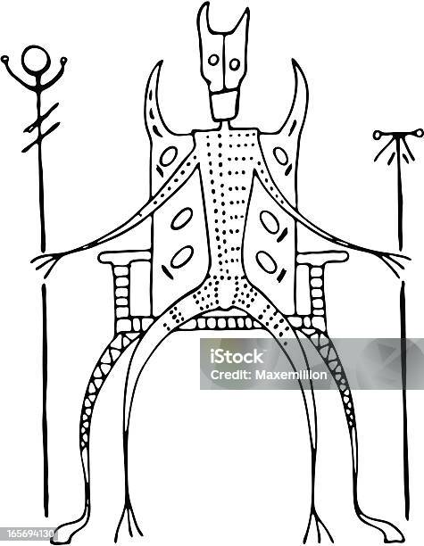 Доисторическая Пещерные Рисунки На Трон Большой Кроватью King Size — стоковая векторная графика и другие изображения на тему Иллюстрация