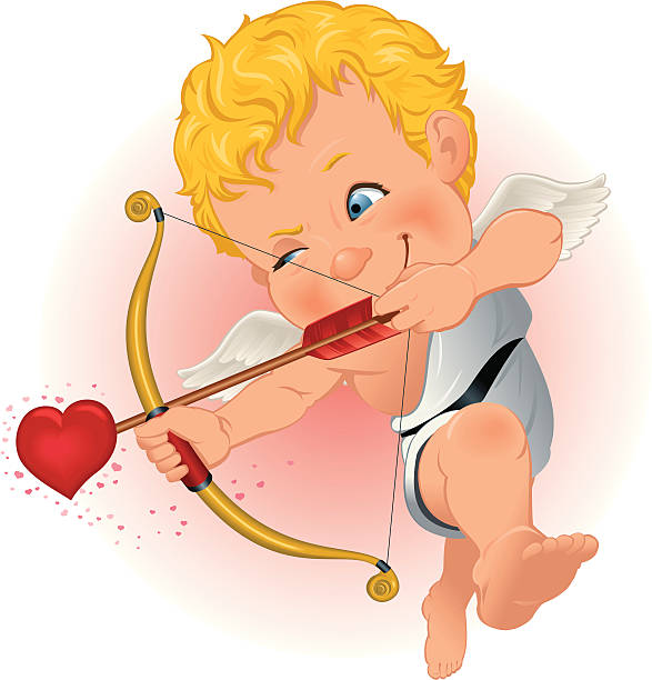 illustrazioni stock, clip art, cartoni animati e icone di tendenza di cupido prende la mira - arrow heart shape isolated on white valentines day