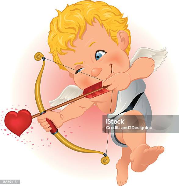 Cupido Prende La Mira - Immagini vettoriali stock e altre immagini di Cupido - Cupido, Fumetto - Creazione artistica, Ala di animale