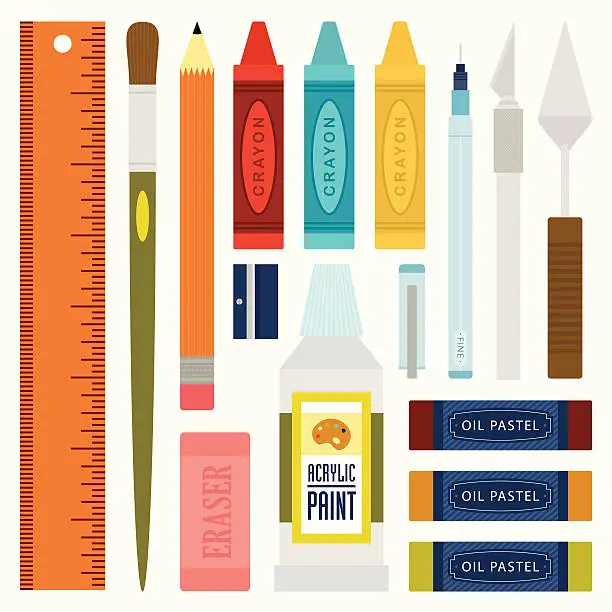 Vector illustration of Vectorized set for art supplies