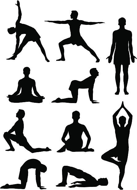 요가 남자 - stretching yoga zen like beauty stock illustrations