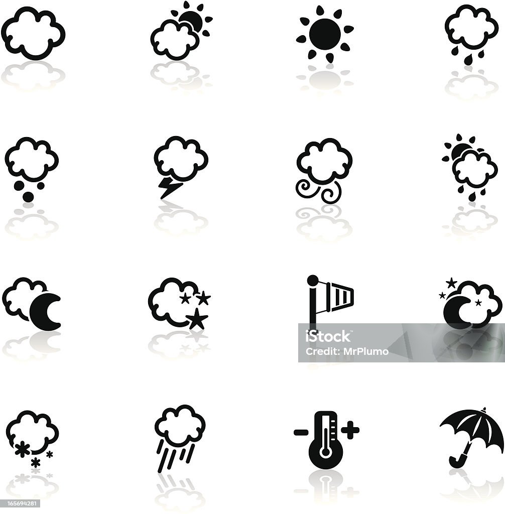 Nero intenso serie/icone meteo - arte vettoriale royalty-free di A forma di stella