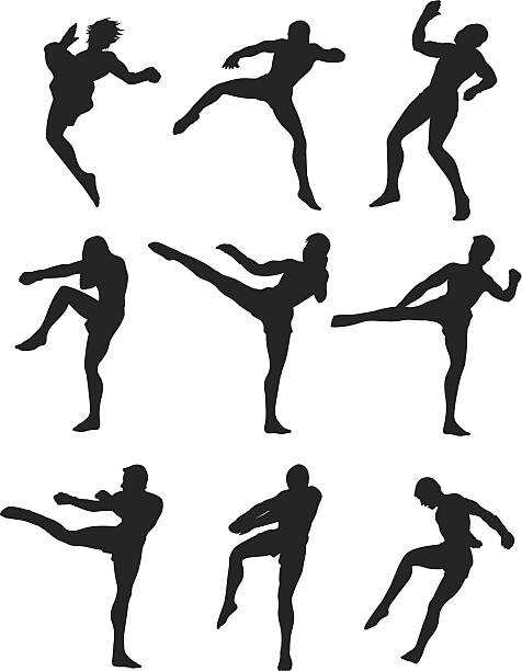 태국인 킥 권투 - muay thai kickboxing women martial arts stock illustrations