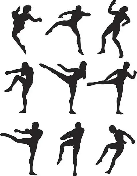 Vector illustration of Thai Kick Boxing