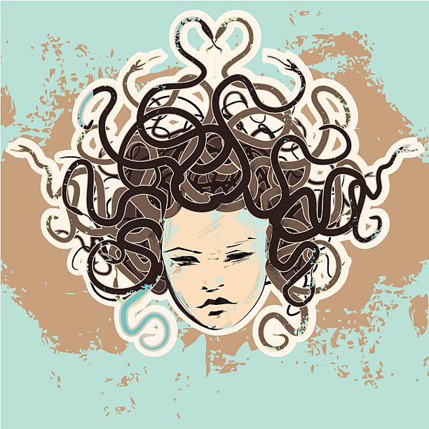 ilustraciones, imágenes clip art, dibujos animados e iconos de stock de grunge de medusa - gorgon