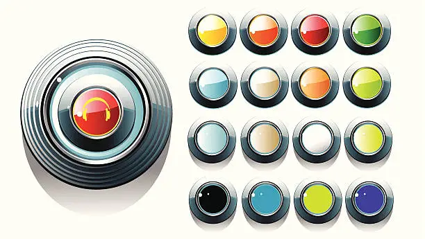Vector illustration of color metal buttons