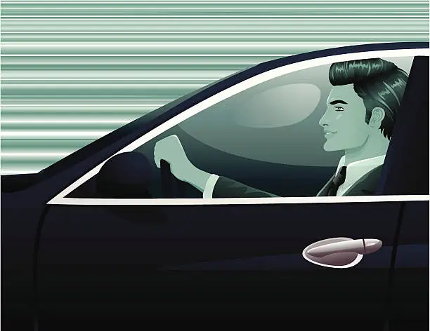 Vector illustration of Driving the Car