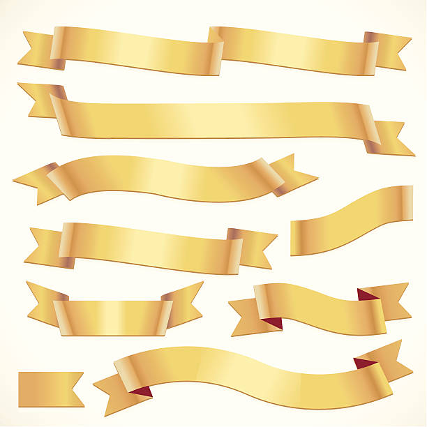 ilustrações, clipart, desenhos animados e ícones de ouro fita de curling - silk pattern in a row shiny