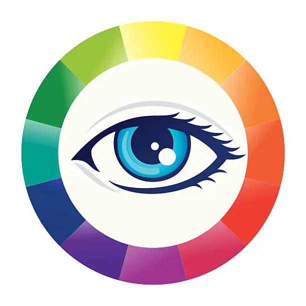 Vector illustration of Eye and color wheel