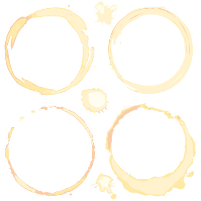 Vector illustration of coffee rings on copy paper. 