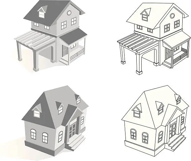 Vector illustration of 3D House Set