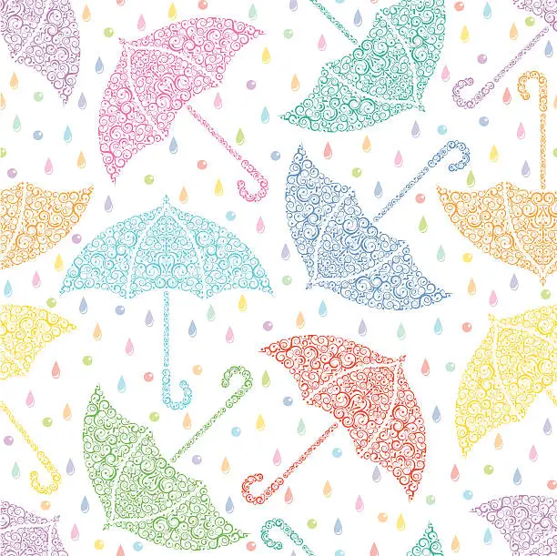 Vector illustration of Umbrellas Seamless Pattern