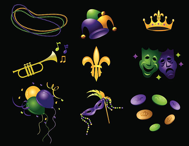 Mardi Gras iconos - ilustración de arte vectorial