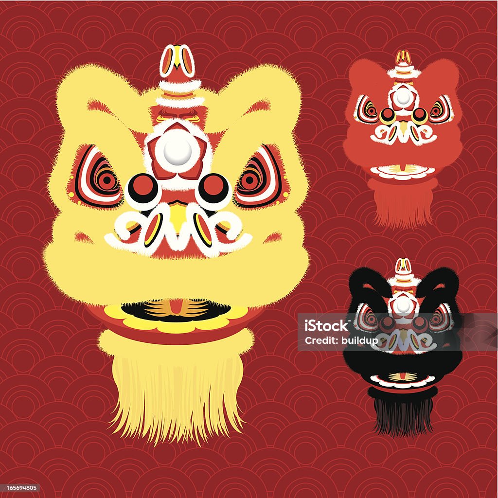 Ano Novo Chinês Dança do Leão de Cabeça - Royalty-free Leão Imperial arte vetorial